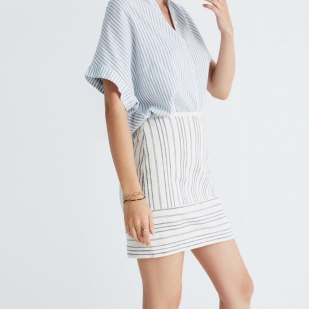 Madewell Mini Cotton Linen Striped Skirt Size 0